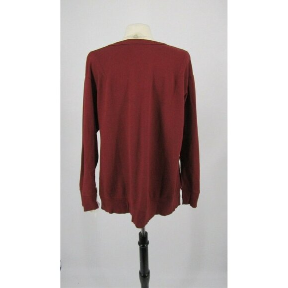 Wilt Brick V-neck Pullover Side Slit Sweatshirt Top Bordeaux Burgundy S Small - Picture 3 of 8